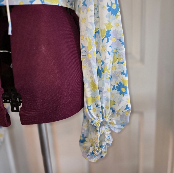 Ruby Sees Floral Ruffle Shirred Faux Corset Crop Top Size 8 - Picture 3 of 9